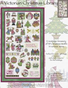 A Victorian Christmas Library is the title of this cross stitch pattern from Joan Elliott Design.