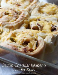 Bacon cheddar japaleno dinner rolls are such a great savory treat to serve with dinner or take to potlucks!