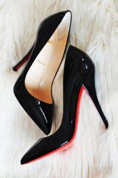 Christian Louboutin Pigalle Patent Leather Red Sole Pump, Black