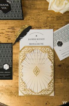 Art Deco Wedding Stationery: Black and Gold Opulence Collection. Be Inspired and Shop the Collection: www.weddingstar.c...