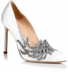 
                    
                        Manolo Blahnik Swan white satin pump
                    
                