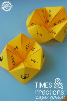 Times and fractions paper games. Kids will love to make these and play a math "game".