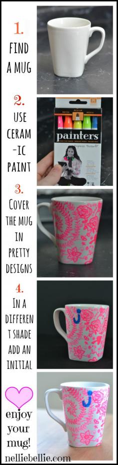 
                    
                        easy diy personalized mug!! I want to make this for a gift!
                    
                