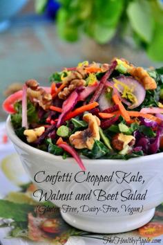 Confetti Chopped Kale, Walnut and Beet Salad {Raw, Gluten-Free, Dairy-Free, Vegan}