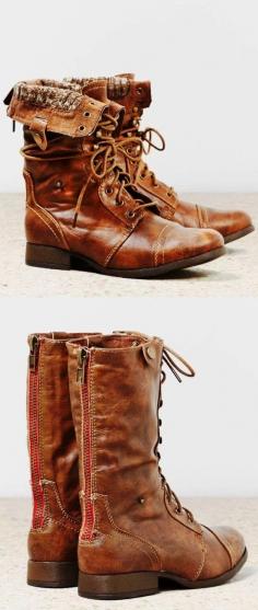 AEO Lace-Up brown color long pure leather made Boot