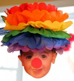
                    
                        Circus Carnival Fair Clown pom pom kit  wig and nose personalize it with your own face. $4.99, via Etsy.
                    
                