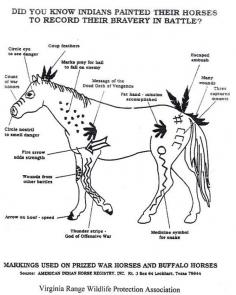 
                    
                        What certain markings meant for Native American war horses... (there are no tribes listed, so I have no idea which specific ones used these markings)
                    
                