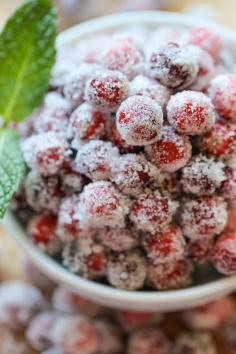 
                    
                        Sparkling Sugared Cranberries. An amazingly simple holiday treat!
                    
                