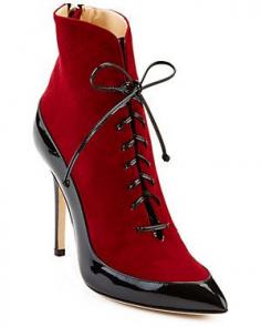 
                    
                        Carmen Marc Valvo 'Belle' Suede & Patent Bootie |  ladies boots
                    
                