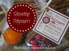 
                    
                        Stovetop Potpourri with Printable Tag. Makes for a great gift for Sunday School teachers or club volunteers {The Unlikely Homeschool}
                    
                