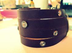 
                    
                        Wobisobi: Leather and Rhinestone Cuff Bracelet
                    
                