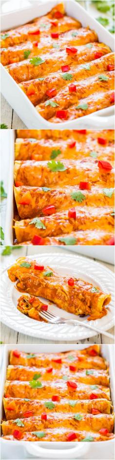 
                    
                        Sweet Potato, Corn  Black Bean Enchiladas (vegetarian) - Healthier comfort food that everyone will love! Fast, easy  tastes amazing!
                    
                