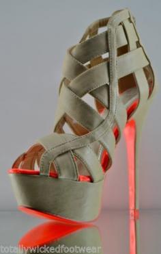 
                    
                        Liliana Luxy 9 Strappy Criss Cross Design High Heel Shoe Neon Orange Beige... :)
                    
                