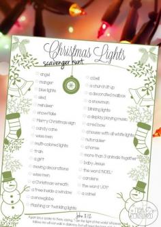 
                    
                        This was absolutely the BEST part of our Christmas Light Night tradition. You'll love this FREE printable Christmas light scavenger hunt.
                    
                