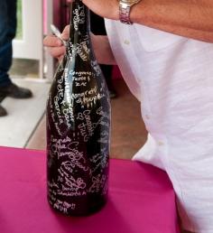 
                    
                        Have friends and family sign a bottle of champagne (or wine) at your house warming party and/or their first visit. Save for decor or to use as a vase. Works nicer if you just ask for their first and last name. May do a pitcher .... gig em! ;)
                    
                