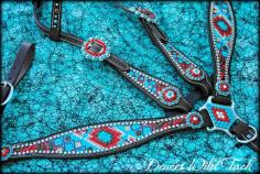 
                    
                        Turquoise and Red Chevon Aztec Tack Set from Deuces Wild Custom Tack
                    
                