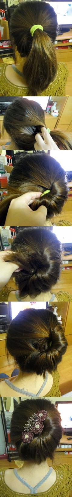 easy updo. it's like a modified french twist!