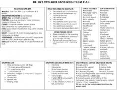 
                    
                        Dr. Oz's Rapid Weight-Loss Plan One-Sheet & recipes - audience members lost an average of 9 lbs in two weeks.
                    
                