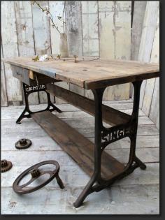 
                    
                        Singer sewing machine upcycled into a writing desk by Quirky Interiors. Love it!
                    
                