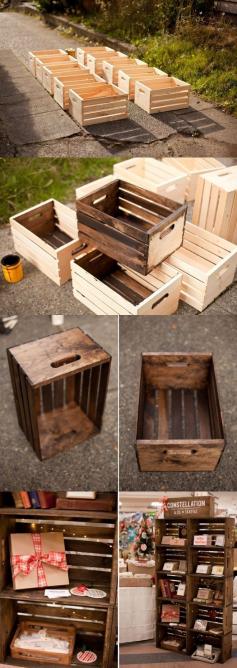
                    
                        Apple crates display case. Good storage for a boys room.
                    
                