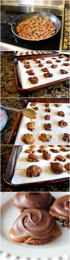 
                    
                        Chocolate Caramel and Pecan Turtle Clusters. These look divine!
                    
                