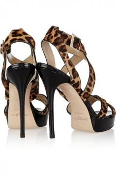 
                    
                        Jimmy ChooVamp leopard-print calf hair and patent-leather sandalsback
                    
                