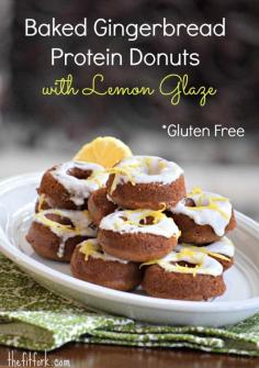 
                    
                        Baked Gingerbread Protein Donuts with Lemon Glaze - these little brunch and breakfast beauties are also gluten-free and paleo-friendly. - TheFitFork.com
                    
                