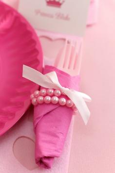 
                    
                        Girls Birthday Party ~ little pearl bracelets serve as napkin rings and as a take home gift for the girls -- @Melissa Squires Squires Bomar - Tea party? For future baby girls birthday
                    
                