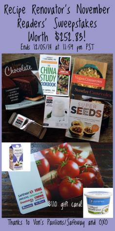 
                    
                        Would you like to win 5 #cookbooks, plus a $110 Safeway gift card and two OXO products? Our November readers' #sweepstakes runs through Friday December 5th, and will ship in time for Christmas! Click here to enter: reciperenovator.c...
                    
                