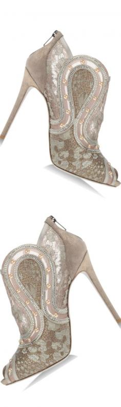 
                    
                        Rene Caovilla ~ Ankle Boot, Taupe Multi
                    
                