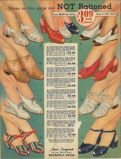 
                    
                        Shoes were rationed starting in 1943 in order to conserve leather and rubber.
                    
                