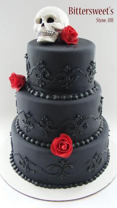 
                    
                        Gothic Wedding Cake. It'd be great for Halloween or Día de los Muertos?
                    
                