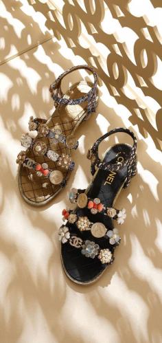 
                    
                        Emmy DE * Tweed sandals enmellished with... - CHANEL
                    
                