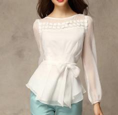 
                    
                        White / Pink / Apricot / Red Chiffon Blouse vintage lace blouse women blouse fashion shirt blouse--TP023
                    
                