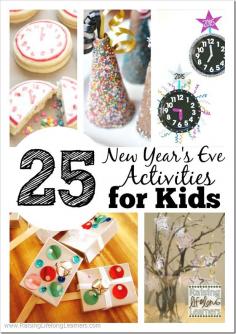 
                    
                        25 New Year's Eve Activities for Kids -- crafts, activities, snacks, treats, and more... all you need to plan a fun family New Year's Eve party your kids will love!
                    
                