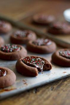 
                    
                        Mini Chocolate Thumbprint Cookies. A perfect, bite-sized holiday treat
                    
                