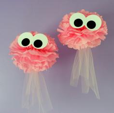
                    
                        Jellyfish pom kit, SET OF TWO,  under the sea ocean water mermaid decoration
                    
                
