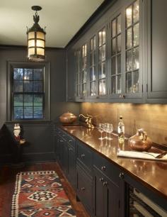 
                    
                        gray cabinets,moroccan light fixture, Kilim rug, copper countertop
                    
                