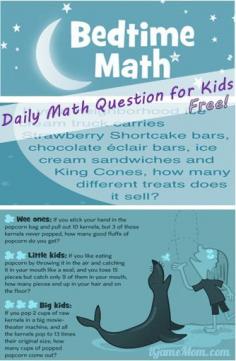 
                    
                        Daily FREE math questions for kids fostering love of math! All are practical questions. Available online on computer free, as free app on mobile devices, and print books ($). #kidsapps
                    
                