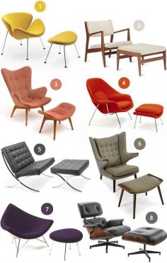 
                    
                        Mid-Century modern lounge chairs
                    
                