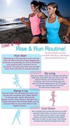 
                    
                        Time to Rise & Run! Your great cardio that also focuses on your glutes and thighs! From your trainers, Katrina and Karena at www.toneitup.com
                    
                
