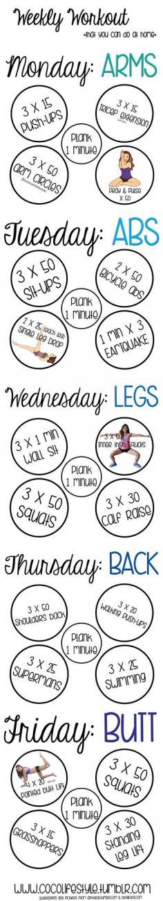 
                    
                        Weekly workout you can do at home
                    
                