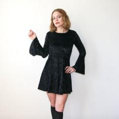
                    
                        Bell Sleeve Dress / Witch Dress / Velvet Skater Dress by rustycuts
                    
                