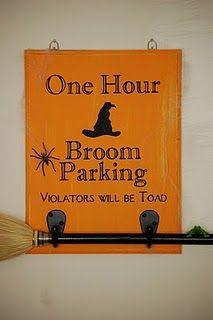 Diary of a Crafty Lady: Broom Parking Halloween Sign #pumpkin #fall #holidays #halloween #halloweendecor #falldecor #diy #fallcrafts www.gmichaelsalon.com #halloweenrecipes #fallrecipes