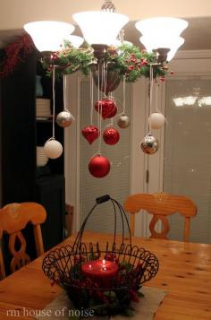 
                    
                        Hanging ornaments from chandelier
                    
                