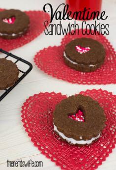 
                    
                        Valentine Sandwich Cookies -- cut out with a heart and add sprinkles for a fun touch!
                    
                