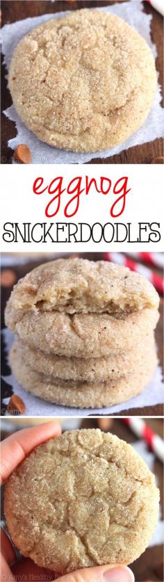 
                    
                        Eggnog Snickerdoodles -- the richest & chewiest you'll ever eat! SO addictive. This is the only eggnog cookie recipe you'll ever need!
                    
                