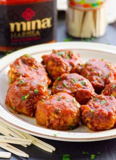 
                    
                        Clean Harissa Chicken Zucchini Meatballs -- Gluten free and kid friendly meatballs that are ready in under 40 minutes. Make delicious healthy dinner or an appetizer. #minaharissa #harissa #cleaneating
                    
                