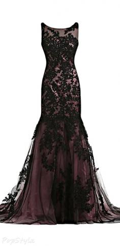 
                    
                        Vintage Black Lace Applique Mermaid Dress
                    
                