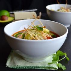 
                    
                        Tortilla Soup topped with avocado, cotija cheese and thin tortilla strips | @Taste Love & Nourish
                    
                